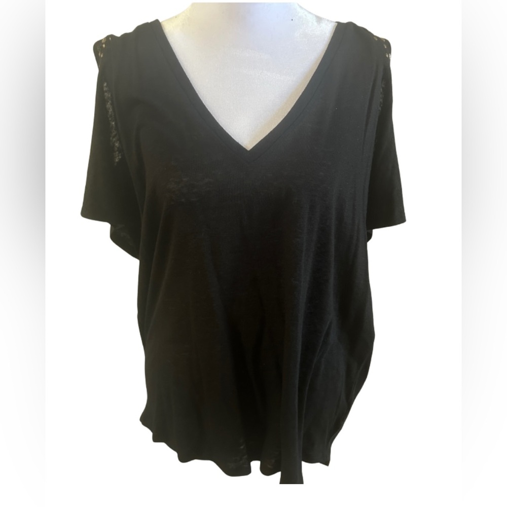 Express Black V-Neck Short Sleeve Top